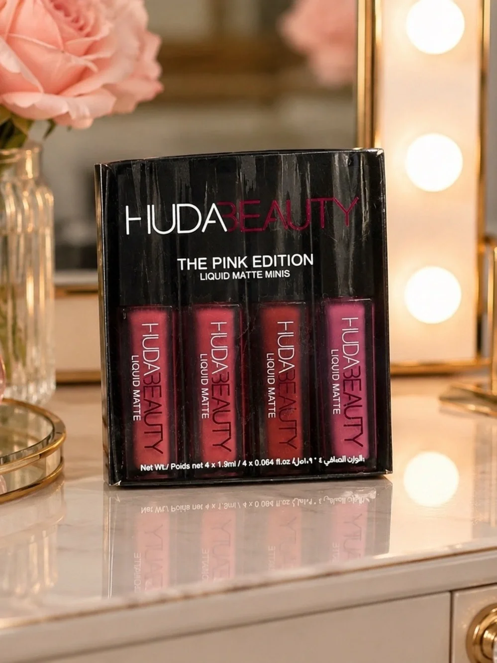 HUDA BEAUTY The Pink Edition Liquid Matte Minis – Rose Pink Quartet